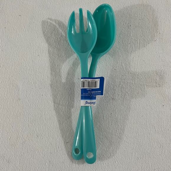 True Living Turquoise Melamine 2-Pack 9.72" Fork Spoon Utensils - Picture 2 of 4
